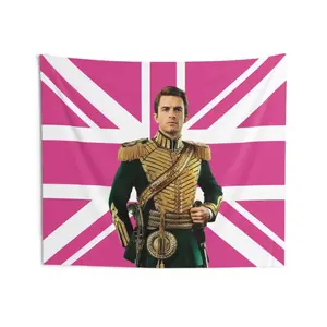 Fiyero Emerald City ceremonial uniform Tapestries, Fiyero Tigelaar Pink Union Flag, Fiyero Jonathan Bailey Union Jack Indoor Wall Tapestries