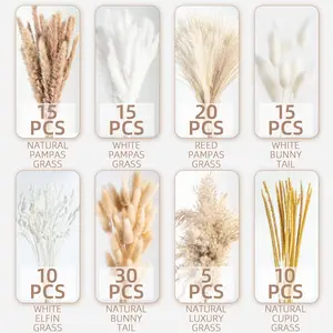 120pcs of Dried Pampas Grass with Bunny Tails, Perfect for Wedding Bouquets, Bohemian Decor, And Rustic Farmhouse Celebrations home idea gift christmas
