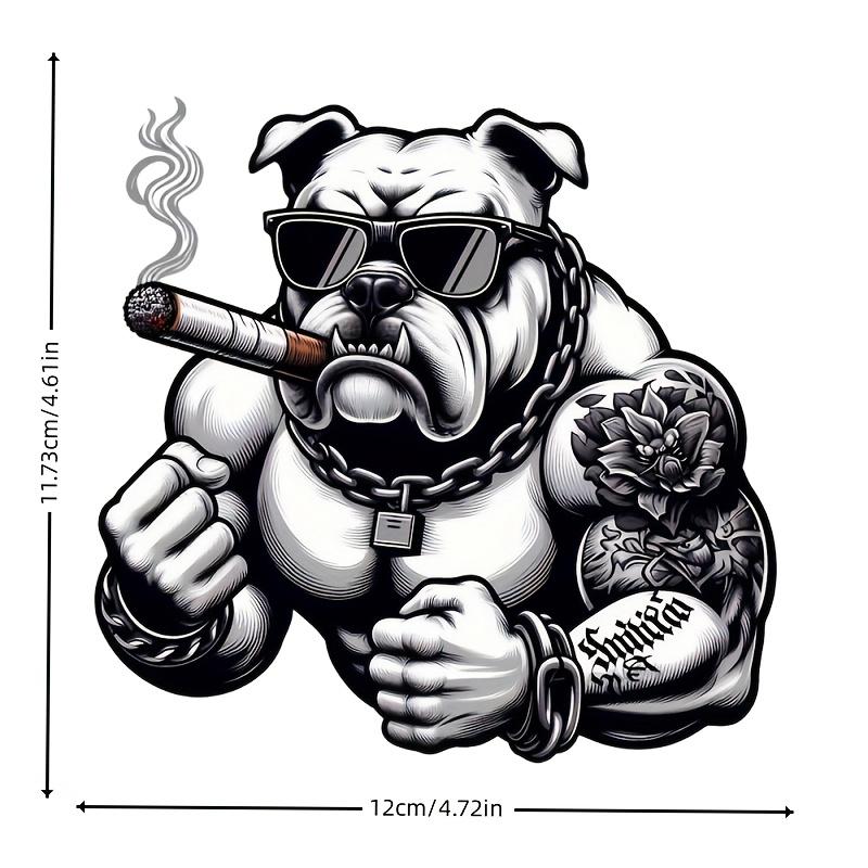 American Bulldog Stickers Car Decals - High-Quality PVC Scratch-Resistant Decorative Stickers for Cars, Motorcycles, Trailers, ATVs, and Laptops - Bold American Bulldog Design with Stylish Glasses and Tattoos, Vehicle Scratch Protection Cover |   Trendy A