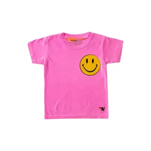 KID'S SMILEY 2 TEE - NEON PINK