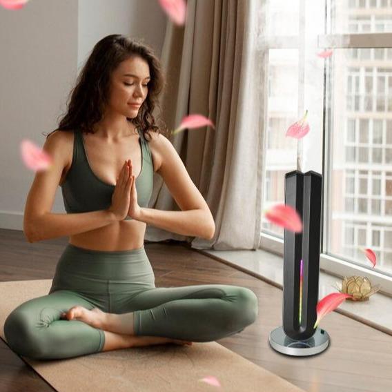 Aluminum Alloy Column Aroma Diffuser with LED Ambient Light - 2-Fluid Atomization Quiet Scent Diffuser for Desktop Home Office Bedroom, Modern Luxury Fragrance Oil Diffuser with Atmosphere Lighting for Relaxation & Decor Aluminum Alloy Column Aroma Diffuser with LED Ambient Light - 2-Fluid Atomization Quiet Scent Diffuser for Desktop Home Office Bedroom, Modern Luxury Fragrance Oil Diffuser with Atmosphere Lighting for Relaxation & Decor