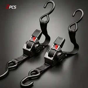 Auto Retractable Ratchet Straps 2 Pack, Self-Retracting Tie Down Straps with S Hooks, 1500 lb Break Strength for Motorcycle, Truck, Cargo