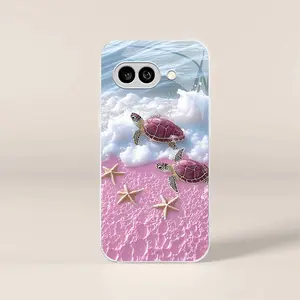Cute tropical summer vacation phone case, clear coastal island ocean bumper for Google Pixel 9a — 975