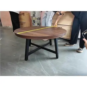 Round Coffee Table Industrial Brown Center Table