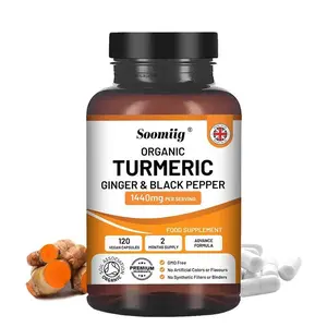 soomiig Organic Turmeric Ginger Health Supplement with Black Pepper,Supports joint and bone health,120 Capsules