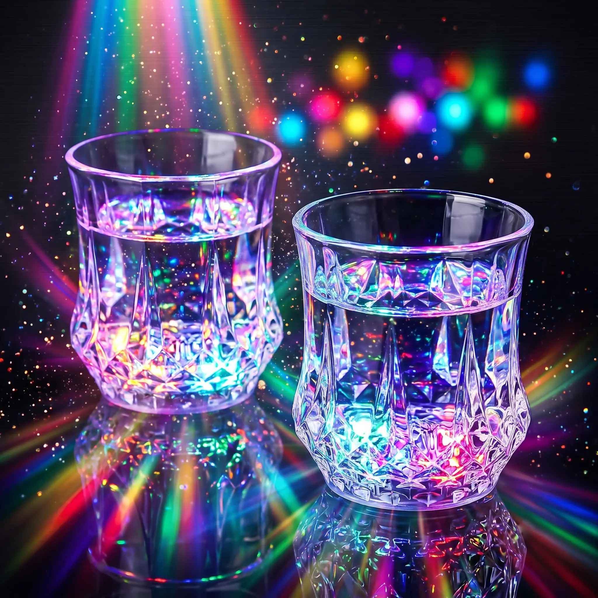 2-Pack Flash Light Up Cups Liquid Activated Multicolor LED Glasses, Fun Light Up Drinking Shot Glasses,Glowing Wine Glasses Led Flashing Cups for Party,Bar,Disco (Plastic Construction）