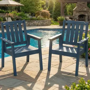 Set of 2 Heavy Duty HDPE Patio Dining Chairs  – 23.9'' Wide, All-Weather Outdoor Armchairs, Modern Garden Furniture, 650LBS Capacity for Backyard, Poolside, Deck