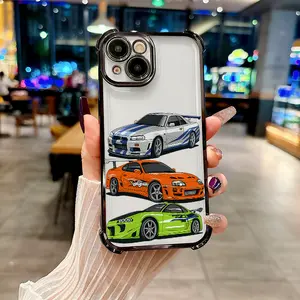 Cool Street Style Sports Cars Collection Four-corner Thickened Mobile Phone Case for iPhone 17 Air 16 15 14 13 12 11 Pro Max Plus border Electroplating with counter-fall Safety Cushion 2D printing
