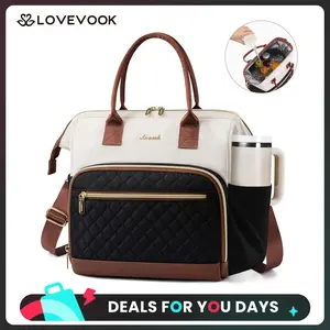 LOVEVOOK Lunch Bag Women, Insulated Adult Lunch Box for Women Work, Wide Opening Leakproof Cooler Tote Bag for Office Campus Picnic Beach with Shoulder Strap, Loncheras Para Mujer with Cup Holder