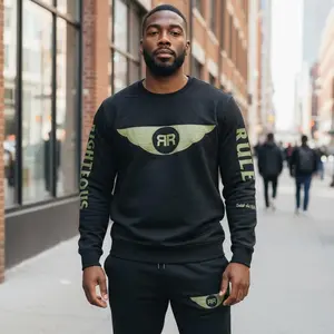 Black/Green Holy Wing Sweatshirt with Iconic RR Logo and Rule Sleeve Design