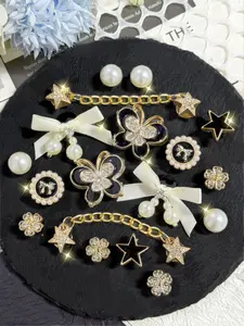 18 Piece Bow Beads Shoe Accessories, Women's Sandals Slippers Beach Shoes Garden Shoes DIY Decoration Bling Shoe Charms