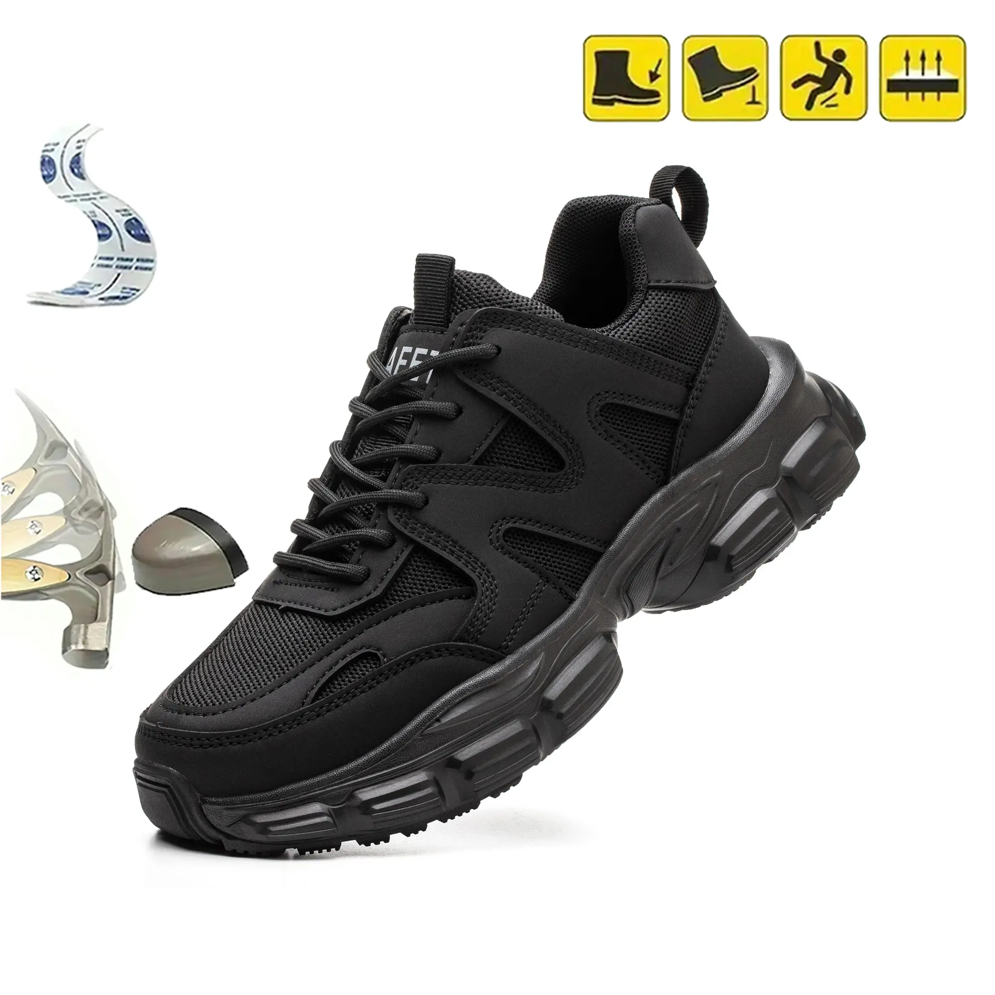 Couple Anti-Smash Anti-Puncture Lightweight Durable Comfortable Breathable Four Seasons Safety Protection Shoes Steel Toe Cap Work Shoes