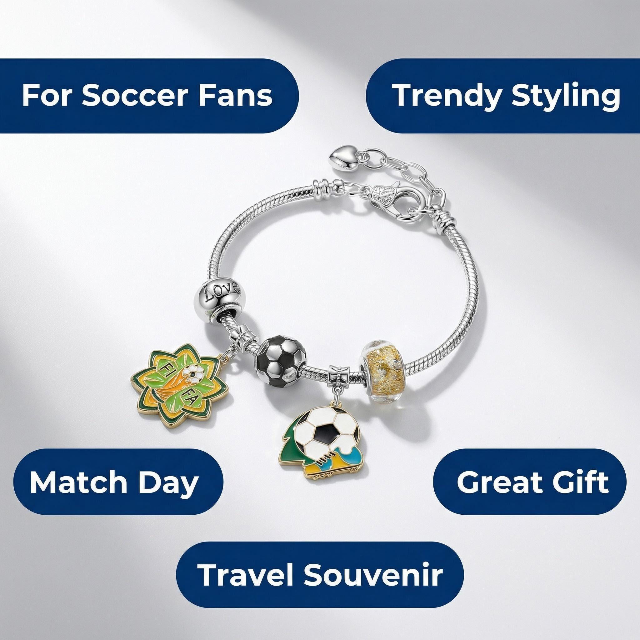 2026 World Cup Soccer Bracelet Unisex Adjustable Lightweight Alloy Gift for Fans World Cup Inspired Design Comfortable All-Day Wear