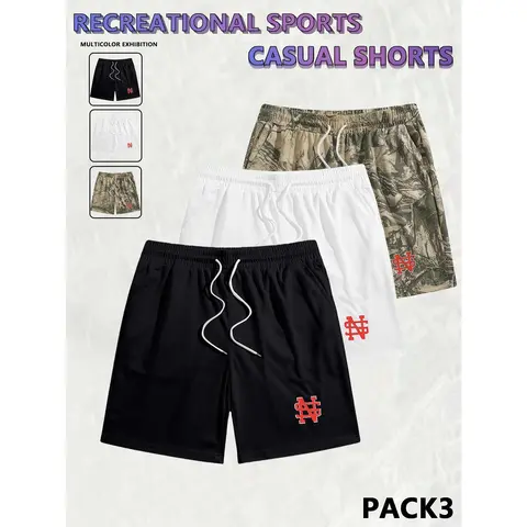 Men's Camo Print Regular-Relaxed Fit Casual Street Shorts - Summer Army Camouflage Menswear for Athletes, Male Activewear, Men's Clothing for Daily Use