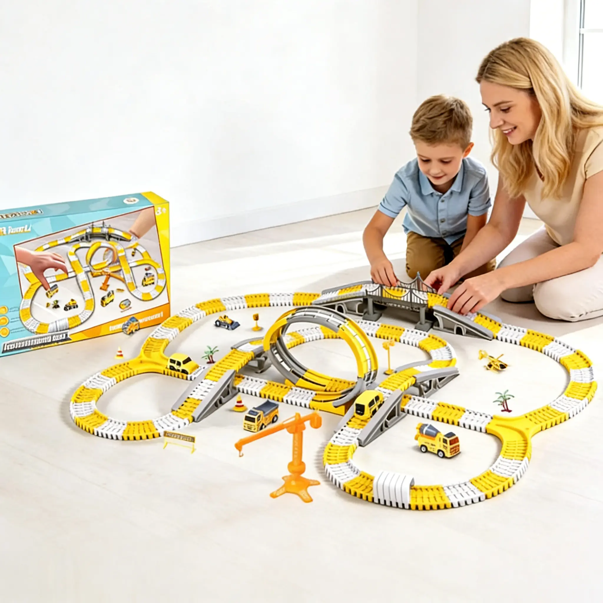 TongLi Electric Track Car DIY Track Assembly Set Track Car Toy Children's Track Car Set Engineering Vehicle Track Hands-On Ability Toy Birthday Gift Set Christmas Gift Toy for Ages 4-6 Children's Gift  Toy Gifts Christmasgift New Year gift Toyset