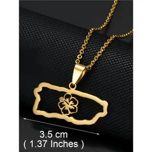 1pc Puerto Rico Map Flowers Masks Traditional Symbol PR Frog Necklaces For Women Girls Stainless Steel Jewelry