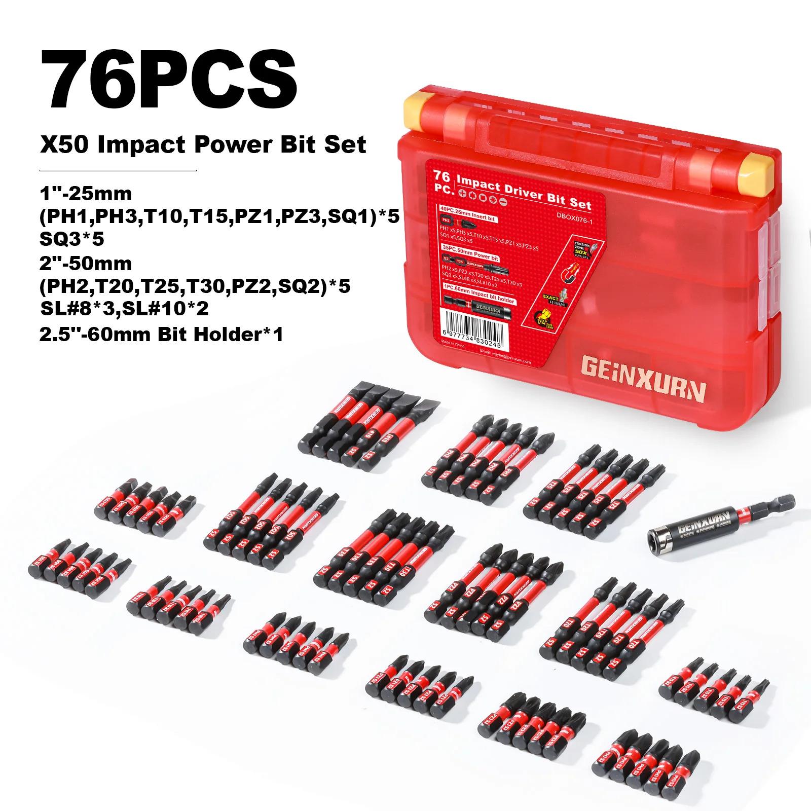 Ready to Ship in US Warehouse 52pcs Red Case High-Torque Impact Set Industrial DIY Color-Coded Screwdriver Bits OEM Customizable