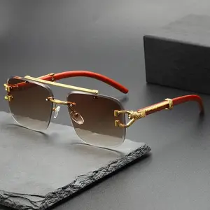 Fashion Rimless Luxury Brand Pilot Sunglasses Men Square Driving Eyewear Women Outdoor Driving Eyeglasses Sun Sunglasses