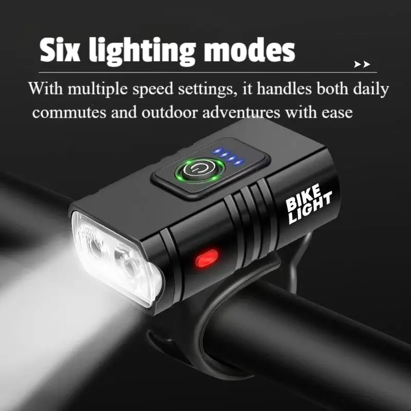 XTAUTO Bike Light Set USB Rechargeable with Free Bonus Tail Light, IPX5 Waterproof Super Bright LED Bicycle Lights, 6 Lighting Modes Easy Install Safety Lights for E-Bike Cycling Night Riding