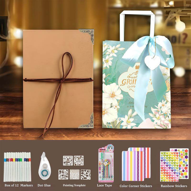 99"+ Accordion Foldable Scrapbook Album – DIY Memory Book for Couples, Lovers & Family Extra-Long Photo Scrapbook Graduation, Anniversary & Weddings Full Craft Kit with Markers, Stickers, Stencils Keepsake Journal for Gifts, Events & Creative Scrapbooking