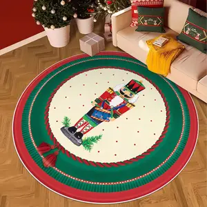 Nutcracker Pattern Round Area Rug, Non-slip Washable Soft Floor Mat, Decorative Carpet for Home Living Room Bedroom, Decor Accessories