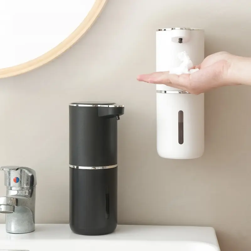 Automatic Induction Soap Dispenser, Wall Mounted Touchless Infrared Sensor Foam Hand Sanitizer Machine, USB Rechargeable Hygienic Bathroom Accessory