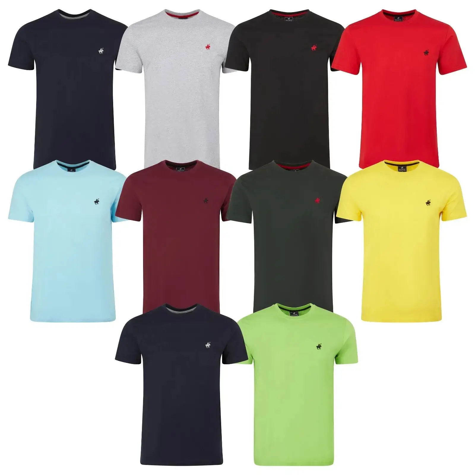 5 Pack Pacific Polo Club Men's Short Sleeve Crew Neck Classic Cotton T-Shirt Casual Top fashion tee