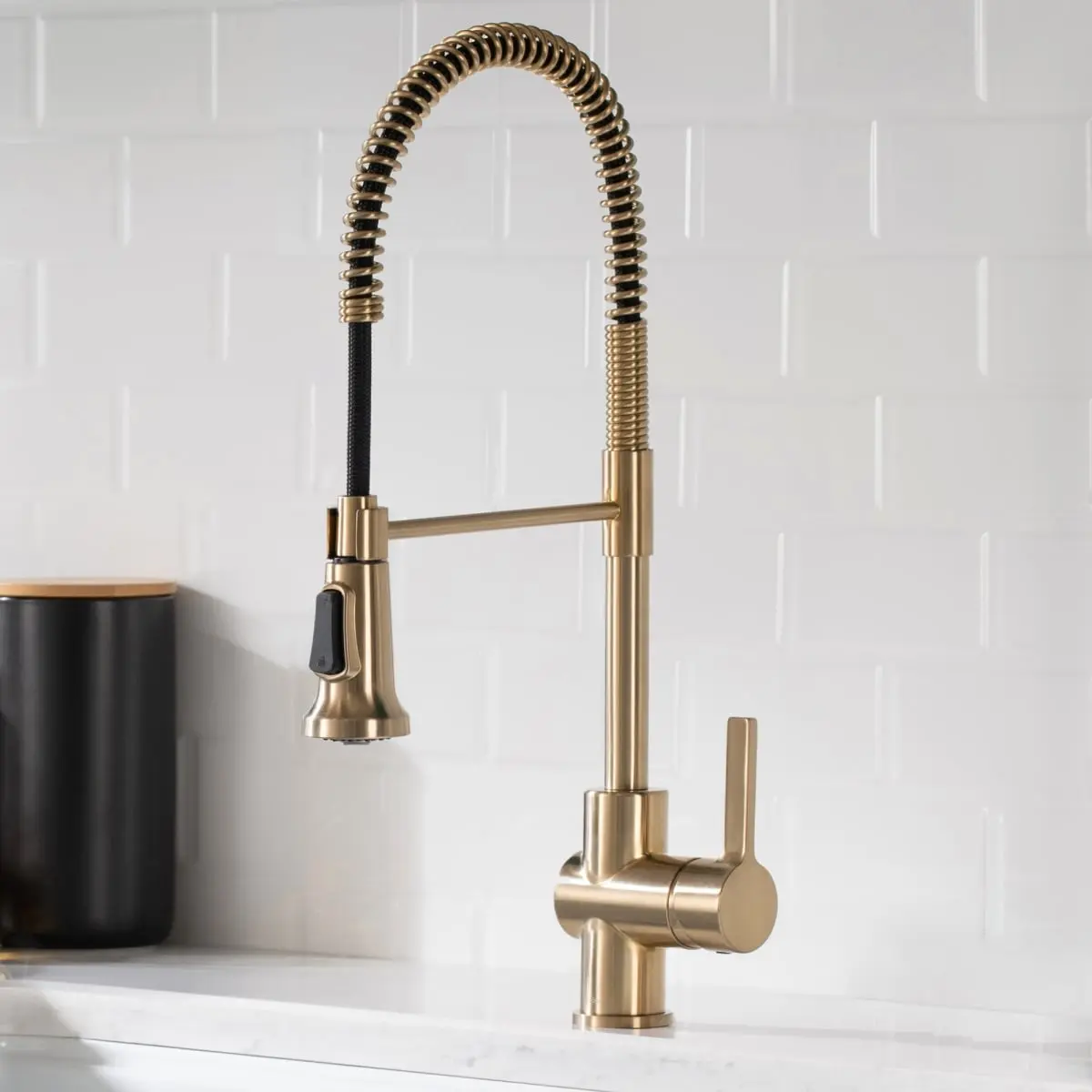 Kraus KPF-1690-KSD-53SFACB Britt Single Handle Commercial Kitchen Faucet with Deck Plate & Soap Dispense, Spot Free Antique Champagne Bronze Finish