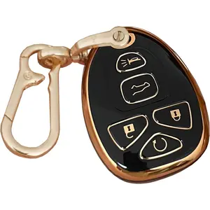 TPU for GMC Key Fob Cover with Keychain Fit for Chevy Suburban Tahoe Traverse Buick Enclave Cadillac Escalade GMC Acadia Yukon Remote Smart Key Shell (Black)