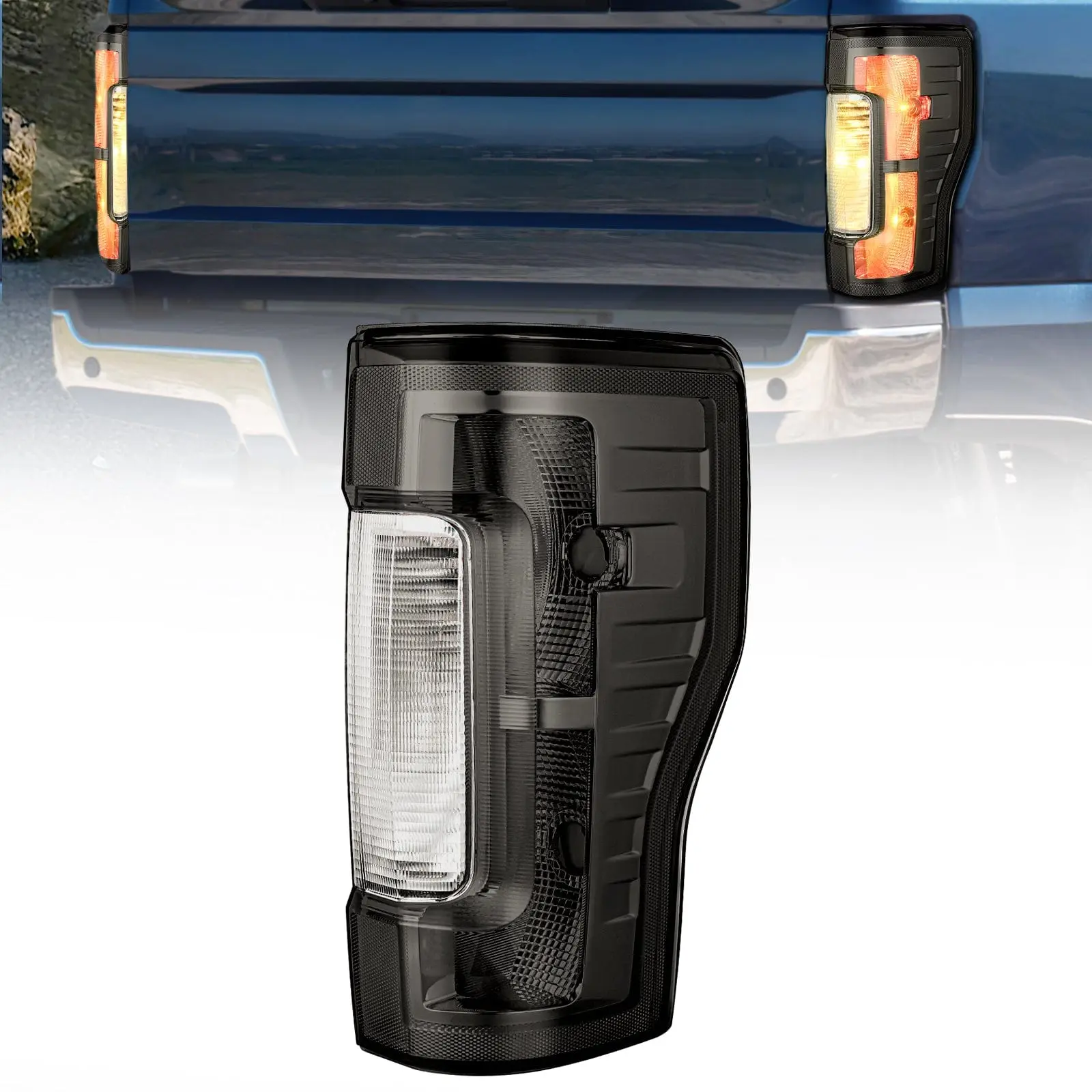 Nilight OE-Style Rear Lamp Replacement Taillight Assembly - 2017-2019 Ford F250 F350 Super Duty, Car Lights, Smoke Lens, ABS Plastic, Shock Resistant, DOT Compliance, Durable, Plug-In Easy, Night Visibility, Bulb, Single Side Fitment, Father's Day Gift