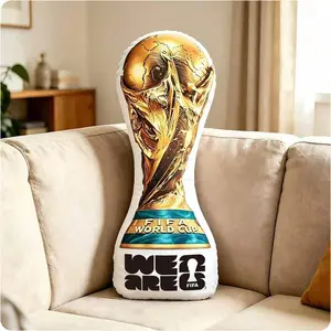 Official FIFA World Cup 2026 Football Trophy Pillow Cushion, World Cup Trophy Decoration Pillow, Comfortable Collectible Gift, Multifunctional Sports Style Living Room Pillow