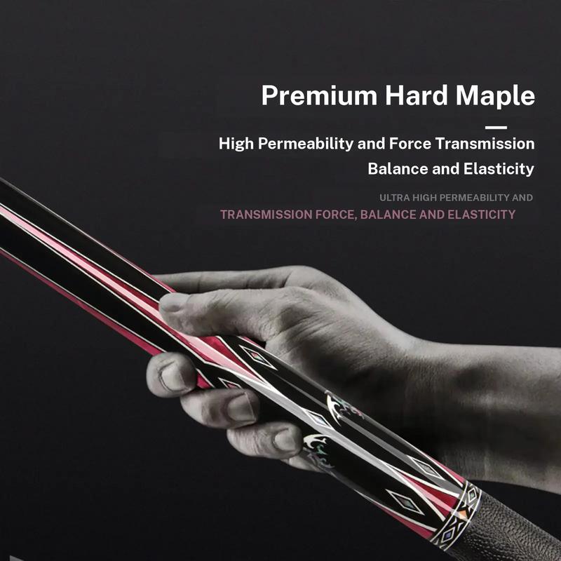 JIAN YING New carbon fiber 1/2 billiard cue Strong stability High performance Pool cue. It features a 58 inch, 11.5/12.5 millimeter cue tip. Comes with cue case + leather tip + gloves + towel + chalk+extended handle