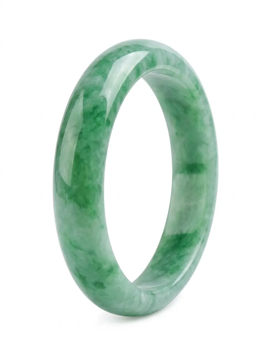 Natural Green Jade Bangle | Real Jadeite Bracelet for Women | Lucky Healthy Amulet | Vintage Chinese Style Jewelry
