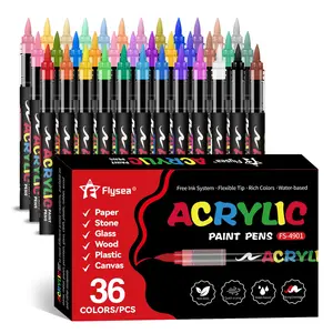 Acrylic Paint Marker Pen, 12/24/36 Colors Soft Brush Acrylic Paint Marker Pen, Drawing Art Supplies for Students School Home