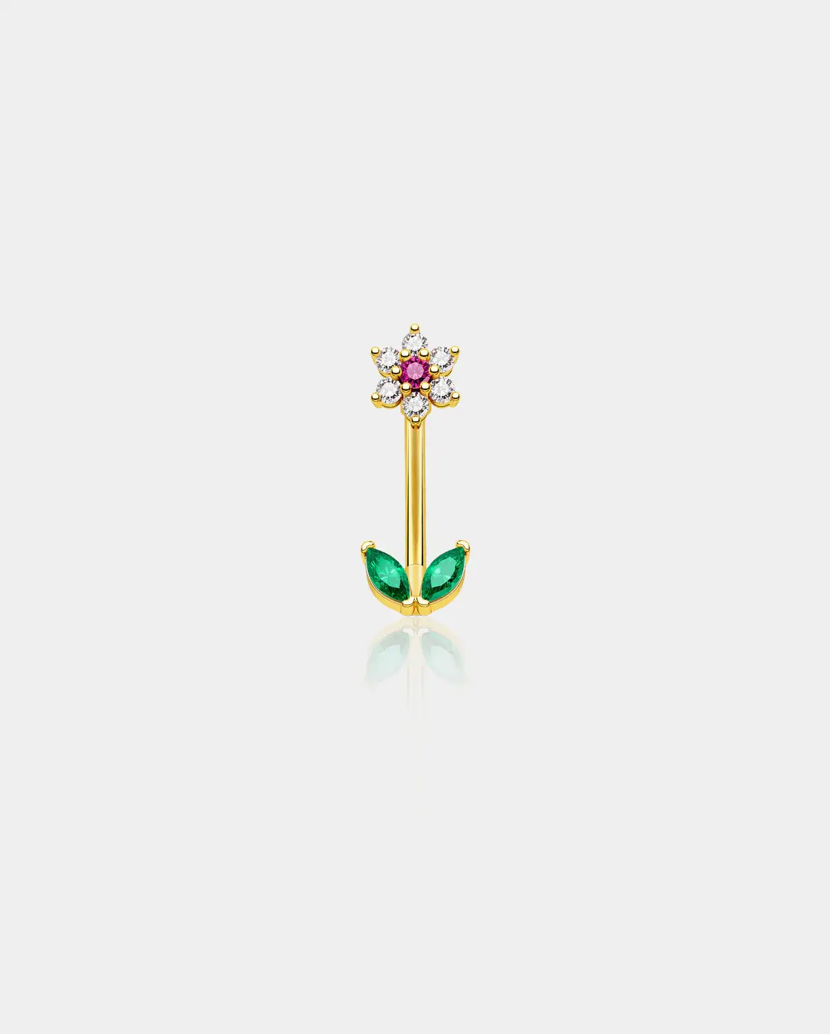CZ Flower Curved Barbell Rook Ring