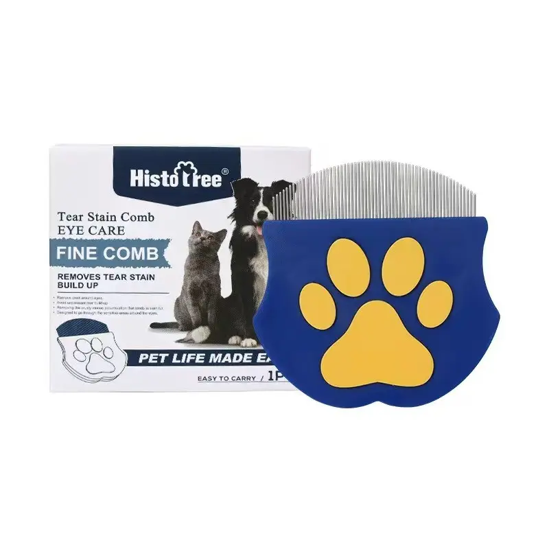 Pet Eye Care Fine Tooth Comb, Removes Tar and Stains, Portable Flea Removal Grooming Tool, Daily Cleaning for Cats and Dogs