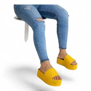 YRMODA Women's Fashion Lightweight Jute Wedge Sandals - 5cm Wedge Heel, Slip-On, Open-Toe, Natural Jute Sole, Comfortable Shoe, Summer Outdoor Footwear for Beach Activities