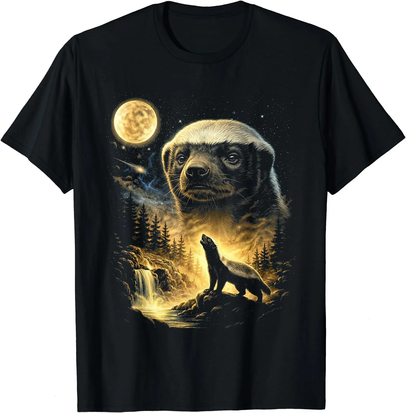 Honey Badger Howling to The Moon Meme Funny 90s Honey Badger T-Shirt