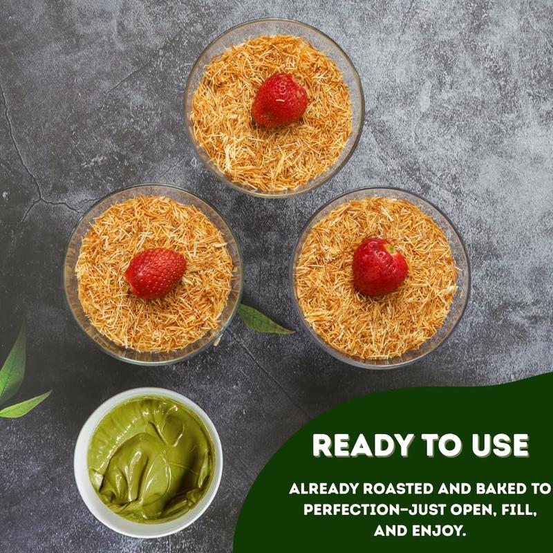 Kataifi Shredded Fillo Dough Roasted Bulk 1.1lb (.5kg) | Baked Dried Knafeh Dough For Dubai Chocolate Bar Crispy Kunafa | Ready to Use Chopped Kadayif Crunch Pastries Dessert