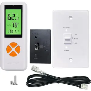 Fireplace Thermostat Remote Control Kit, for Millivolt Gas Valve & Electronic Ignition Systems, 65ft Range, LCD Display, ON/AUTO/Off Modes, Timer & Child Lock Function