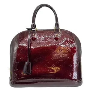Pre-owned Louis Vuitton Leather Satchel Alma GM Monogram Vernis Bag Amarante