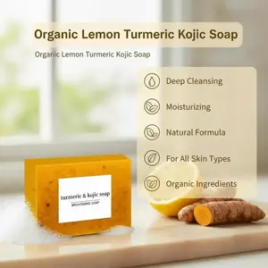 Lemon Turmeric Kojic Soap Bar Organic Moisturizing All Skin Types Dual Action for Face Body Deep Cleansing Natural Formula 5.9cm x 7.8cm x 1.9cm