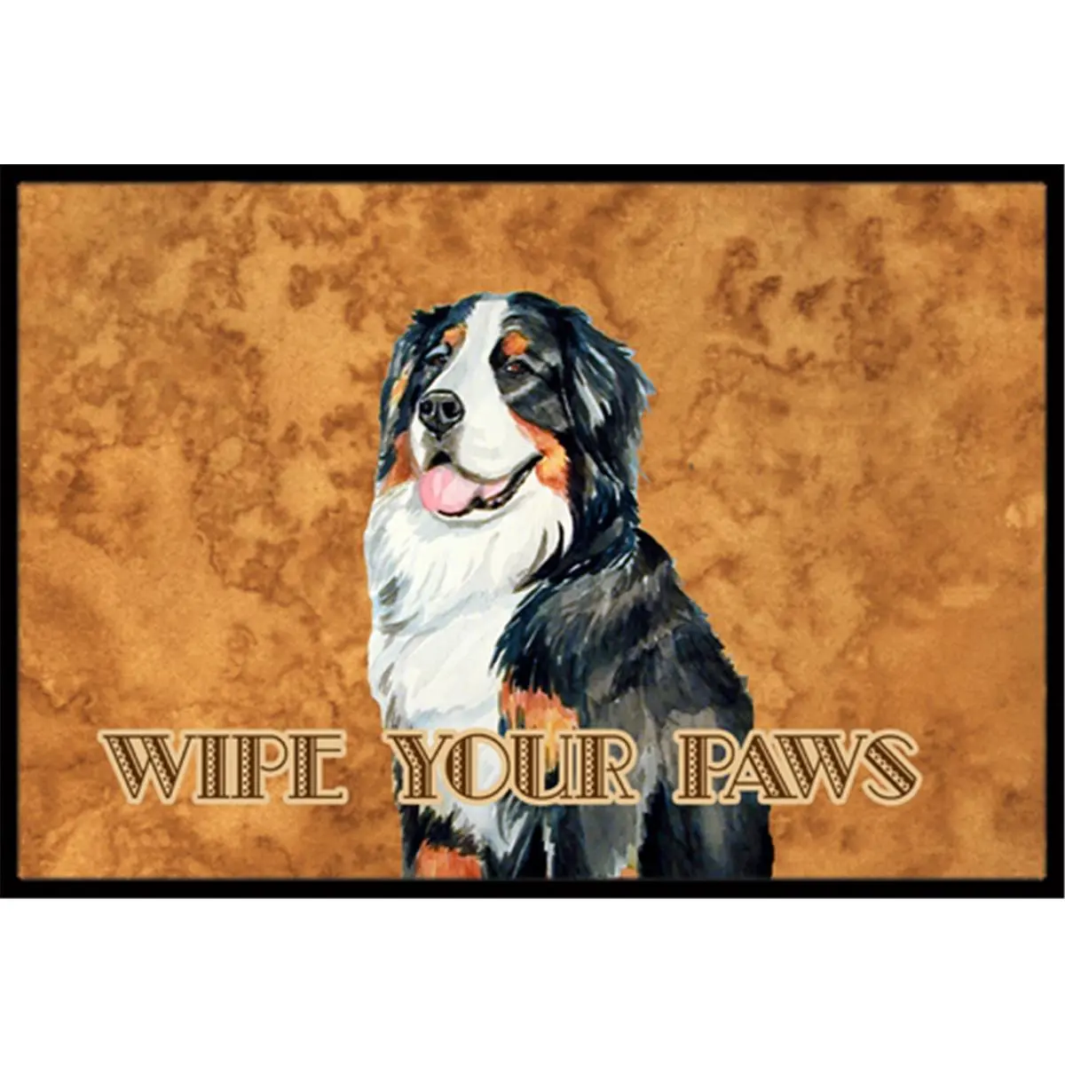 Carolines Treasures Action Back Felt Floor Mat - 24x36 in, Bernese Mountain Dog "Wipe Your Paws" Design, Rubber Backed, Durable Indoor-Outdoor Rug