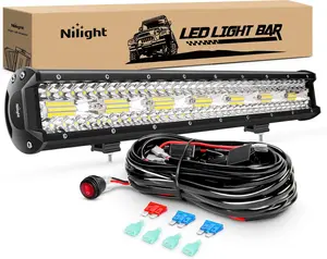 Nilight 20 Inch 420W Triple Row Flood Spot Combo 42000LM LED Light Bar with Heavy Duty Off-Road Wiring Harness