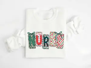 Nurse Christmas T-shirt, Sweatshirt & Hoodie – Christmas Faux Patchwork Design