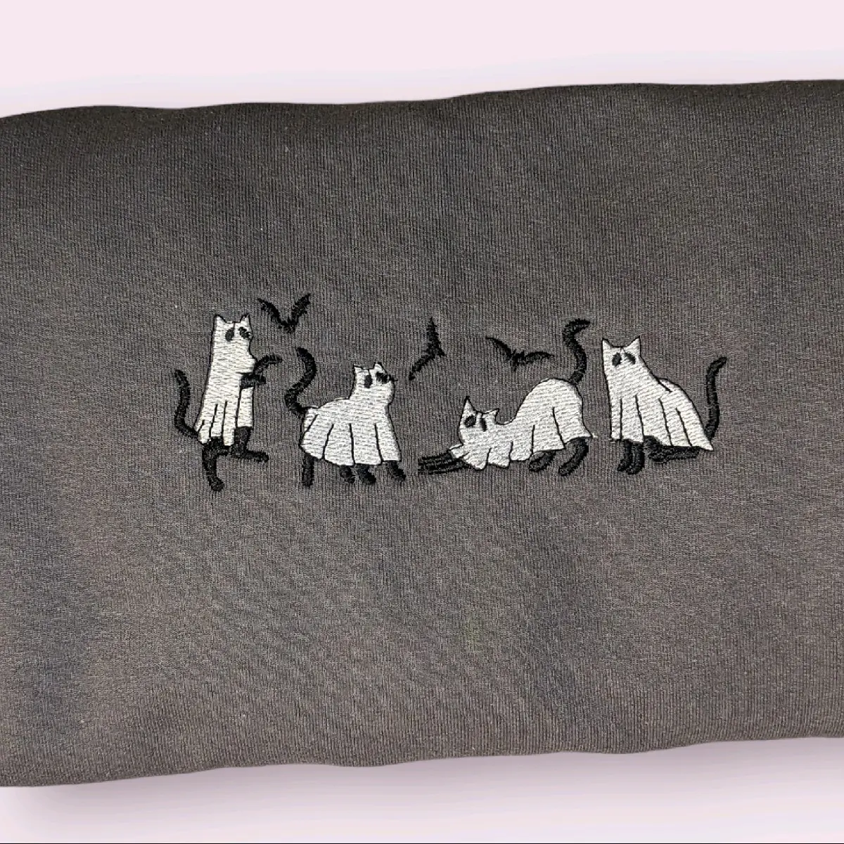 Ghost Cats Embroidered Sweatshirt