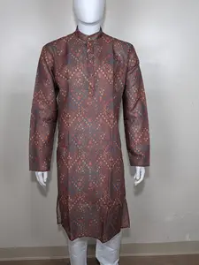 Men's printed kurta - Brown