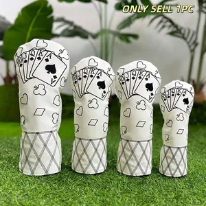 New Poker Card Design Golf Club Head Cover, Durable Material, Fits Hybrid Drivers, Track Wooden Cover, Push Rod Protective Cover, Golf Accessory