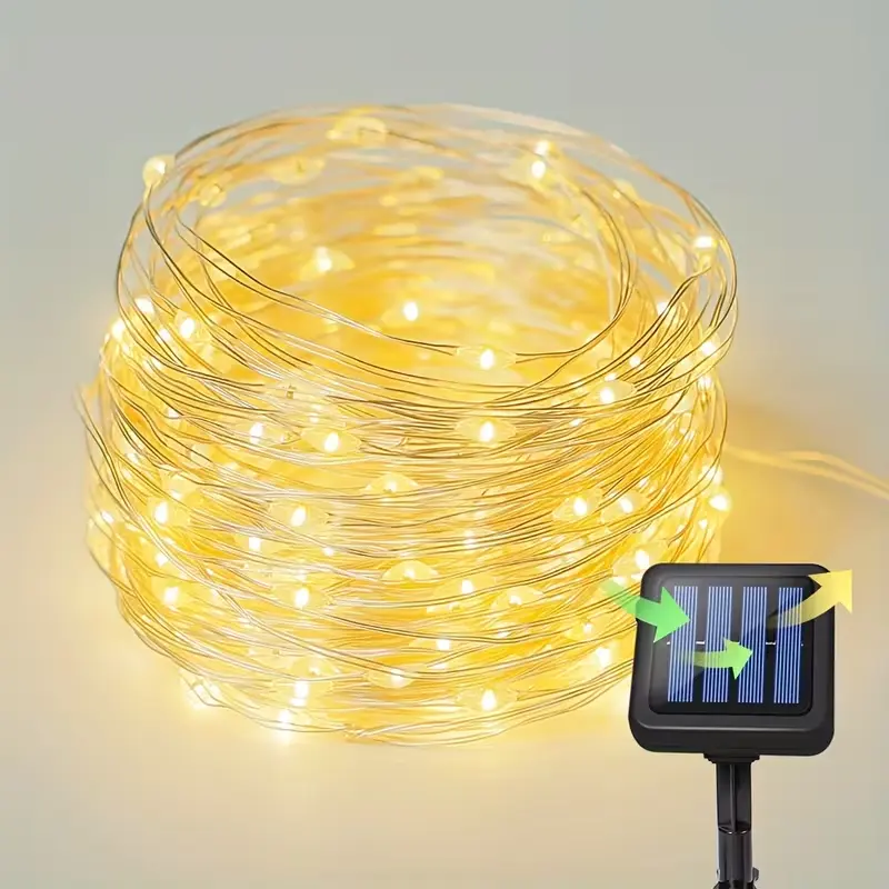1 Pack Solar Fairy Lights Outdoor, 100/200LED Solar String Lights For Outside 8 Modes For Patio Backyard Garden Deorations