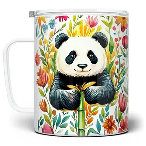 LOFTIPOP Floral Panda Mug, Cute Nature Wildlife Cup, Designed and Printed in the USA by Loftipop